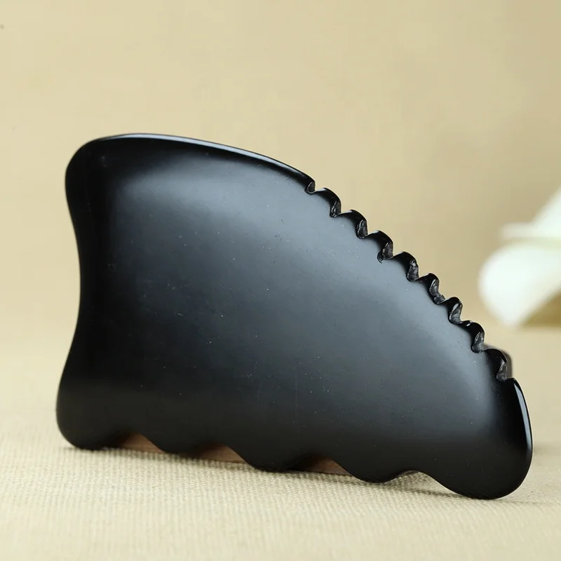 Natural Bian Stone Gua Sha Scraper Comb Shape Guasha Board Head Body Meridian Scraping Muscle Relaxation Handle Massage Tool