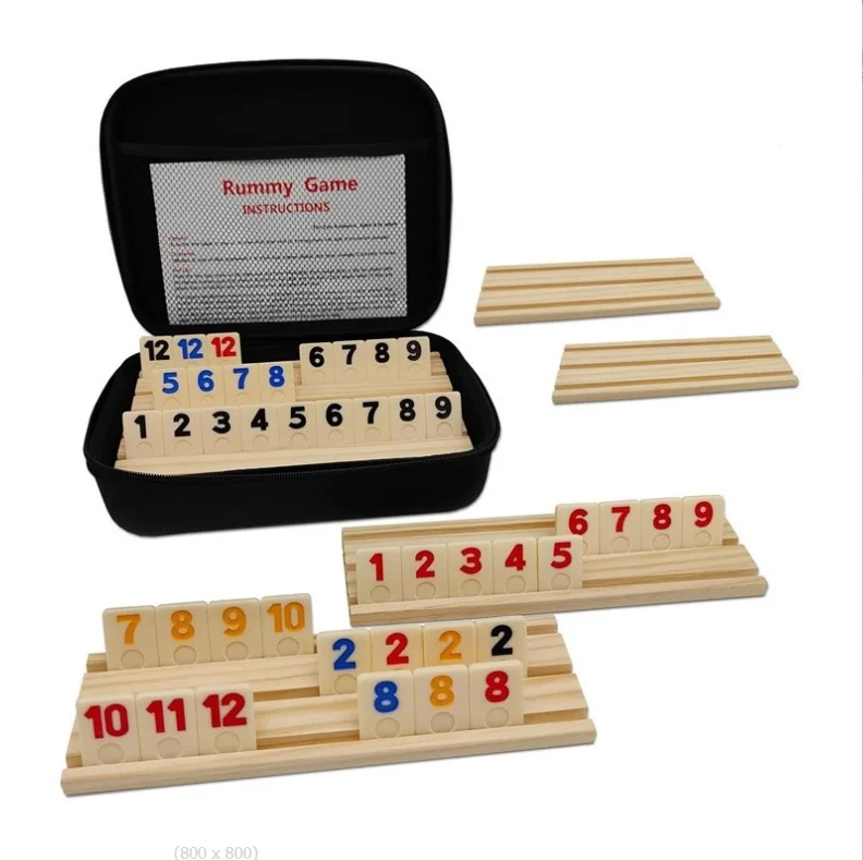 Лучшие продажи деревянная игра rummy cube с портативным чехлом