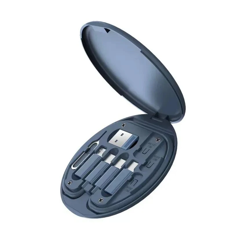 2023 Best Selling 6 In 1 Phone Holder Multi-Type Micro Card Type C Micro USB Adapter Cable Conversion Portable Storage Box
