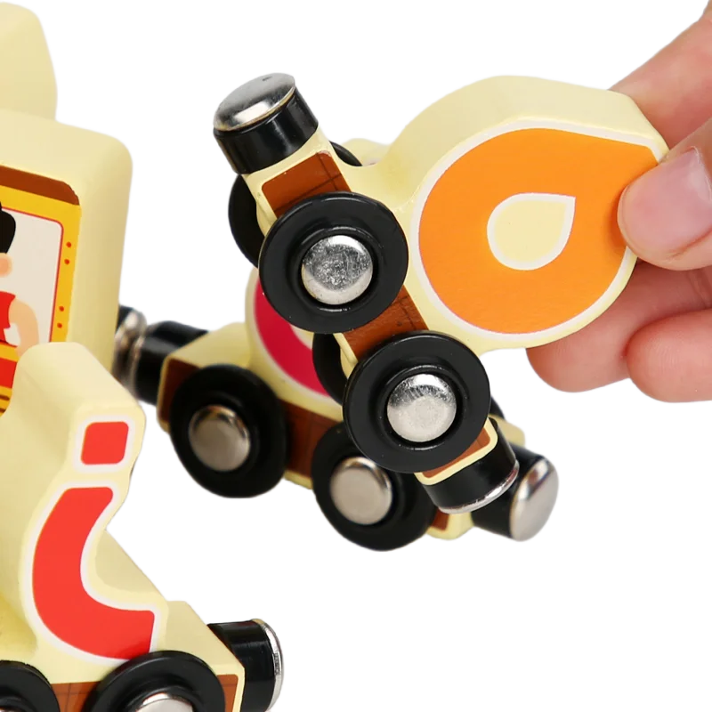 Unisex Wooden Arabic Alphabet Train Puzzle Set Kids Educational Toy 20 Wood Train 2 to 4 Years Magnetic Small Train 36.5*21*6.5