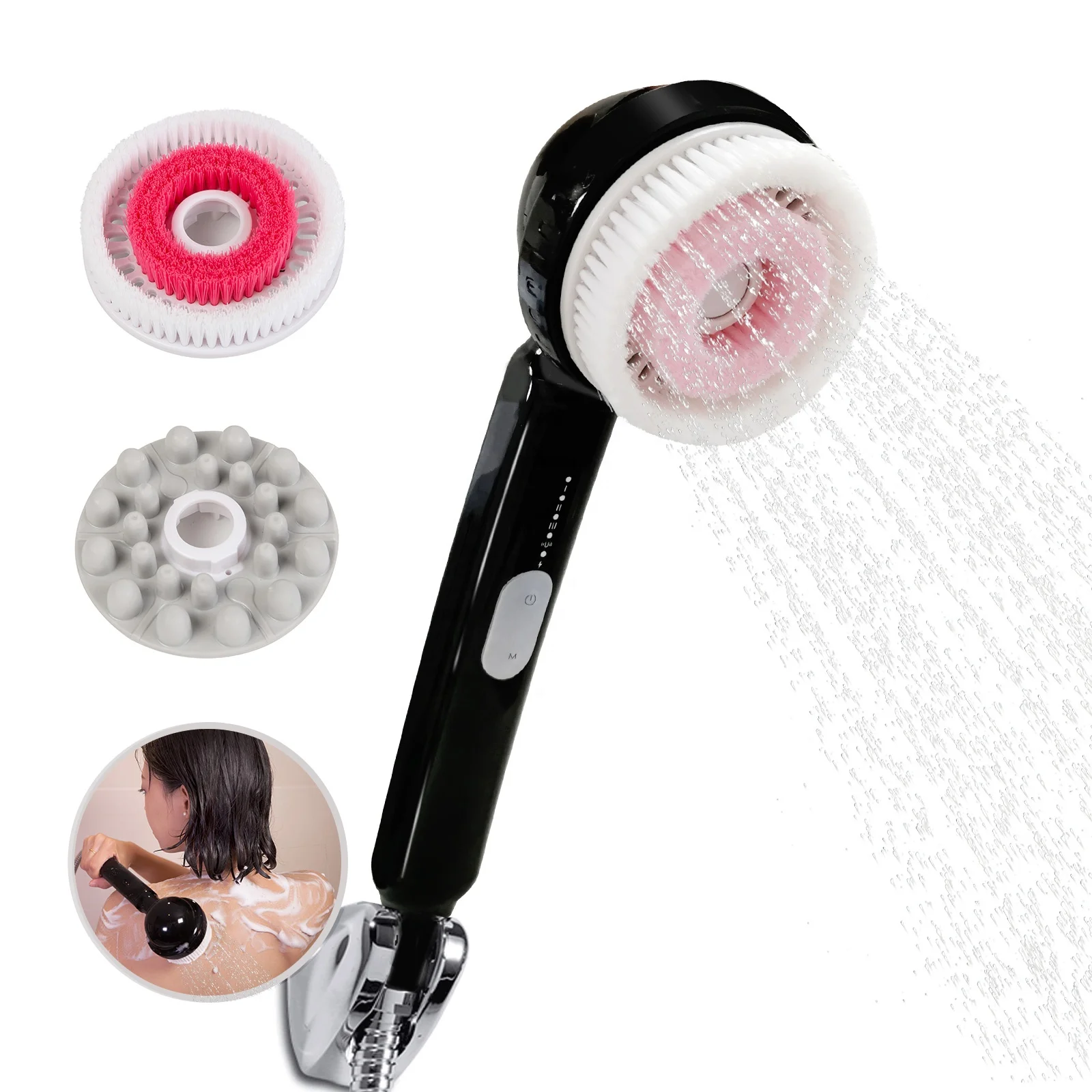 Rechargeable Facial Bath Scrubber Exfoliating SPA, Back Brush Long Handle for Shower Women Men