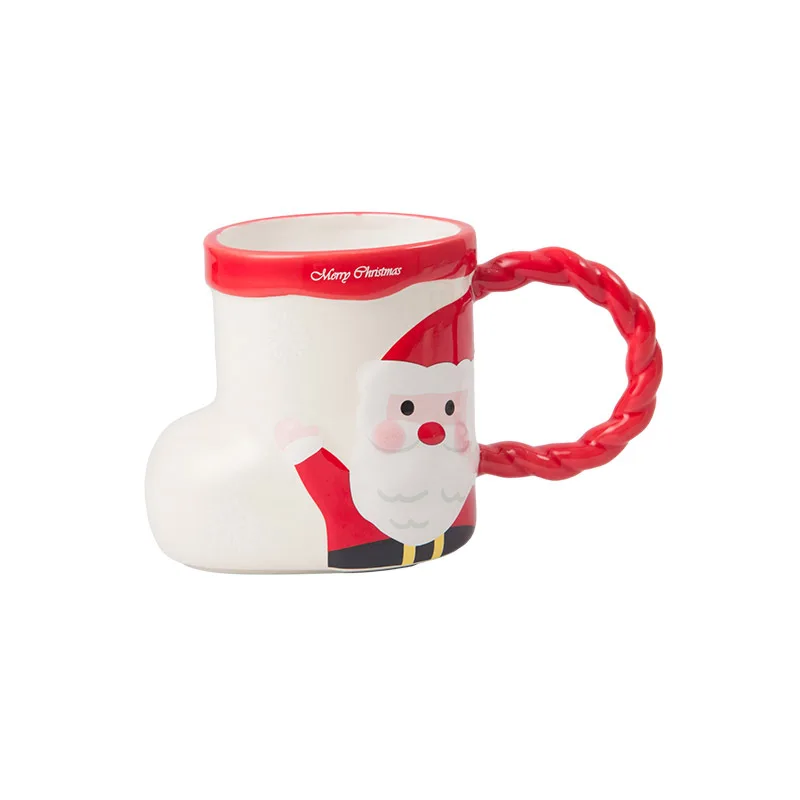 Creative Snowman Water Cups 3D Christmas Sock Shape Ceramic Mugs Cute Snowman Water Cups For Christmas  Gift
