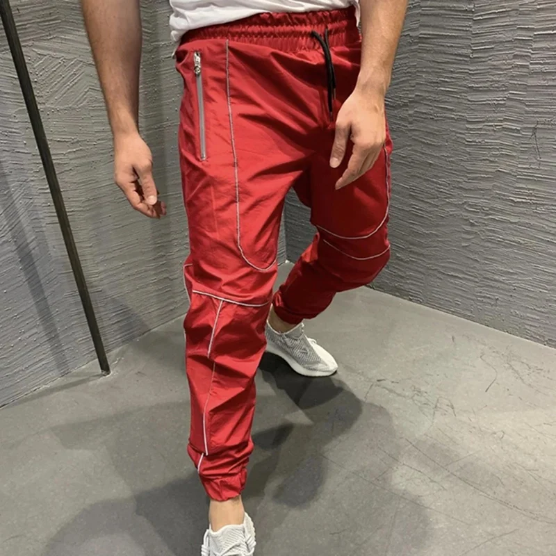 Custom Night Light Shiny Blink Streetwear Men Joggers Trousers Fashion Reflective Cargo Hip Hop Pants