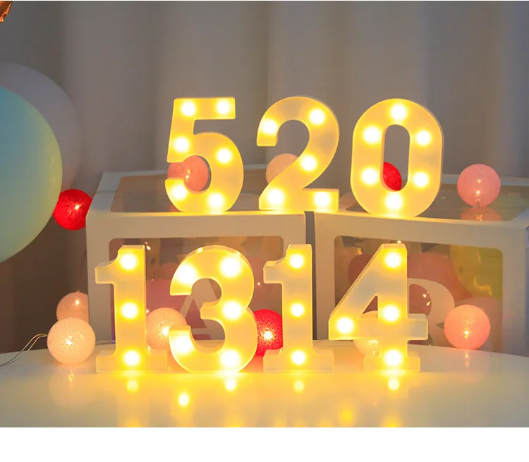 3D Alphabet Letters Number Lamp Led Luminous Lights Battery Night Light For Weddings Party Festive Days Home Bedroom Decoration