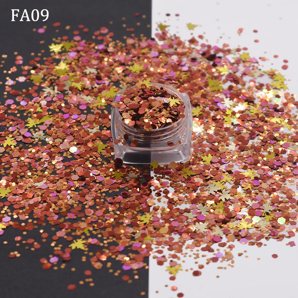 Christmas Decoration Glitter Wholesale Leaves Shape Chunky Mix Polyester Glitter For Resin Crafts