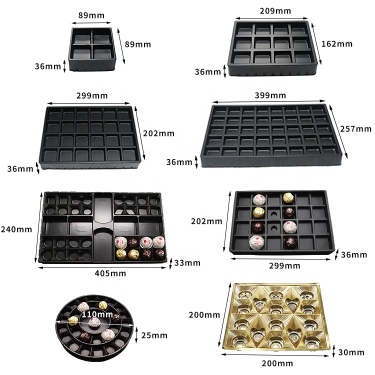 Customized plastic blistere cavity chocolate insert trays chocolate boxes with plastic trays