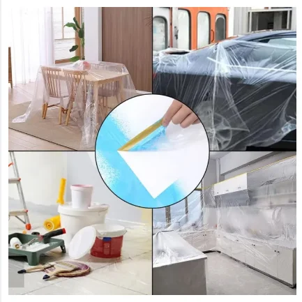 Masking Film Dust Protection for Painting Furniture Protect Covering With Masking Tape