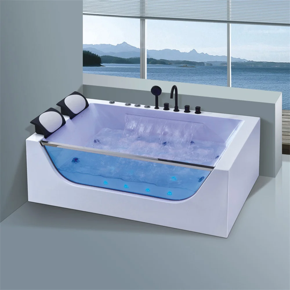 Luxury Thermostatic Hot Tub Spa Whirlpool Bath Tub Freestanding AcrylicDouble People Use Massage Bathtub