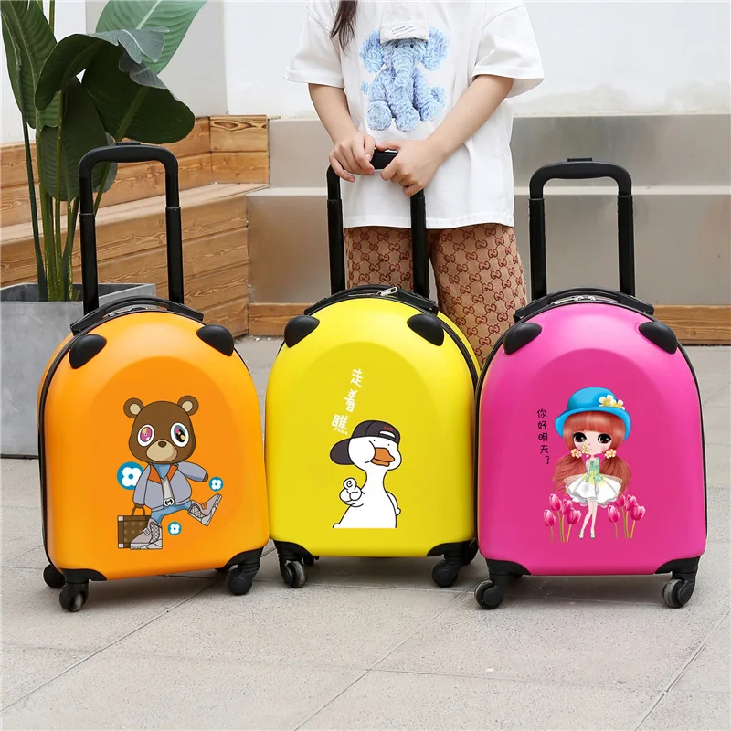 Fashion Custom LOGO ABS Luggage Bags Trolley Case Spinner Rolling Kids Trolley Luggage with 4 Wheels