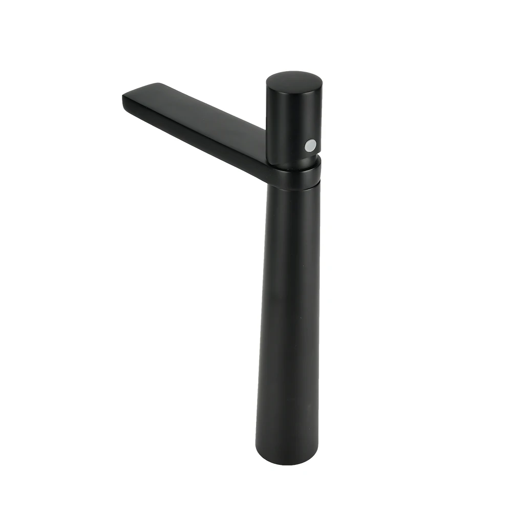 SANIPRO Round Black Tall Wash Basin Faucet Mixer Tap