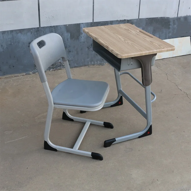 Colourful adjustable height desk 1 person school class room desk and chair