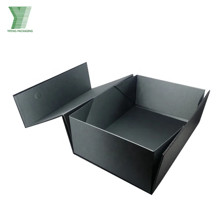 Black Packaging Custom Logo Flat Pack Boxes Luxury Gift Chipboard Packaging Box