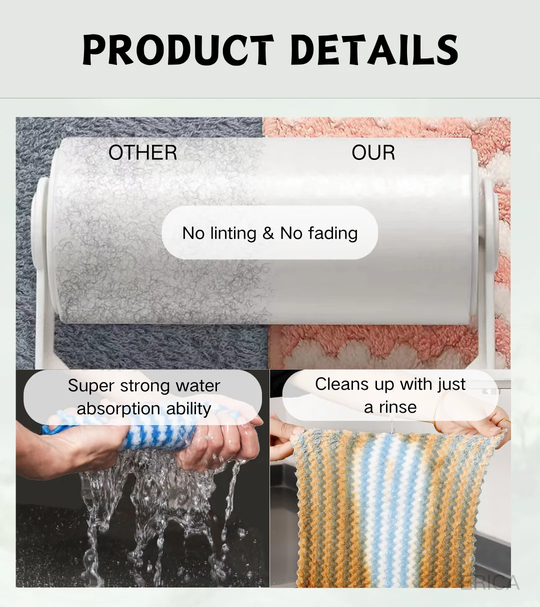 Hot Sell Cleaning Water Absorb Kitchen Towel Soft And Comfortable Microfiber Dish Cloth