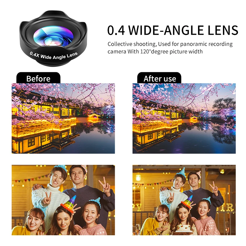 Phone external lens kit 20x zoom telephoto lens move 3 in 1 wide Angle and macro lens