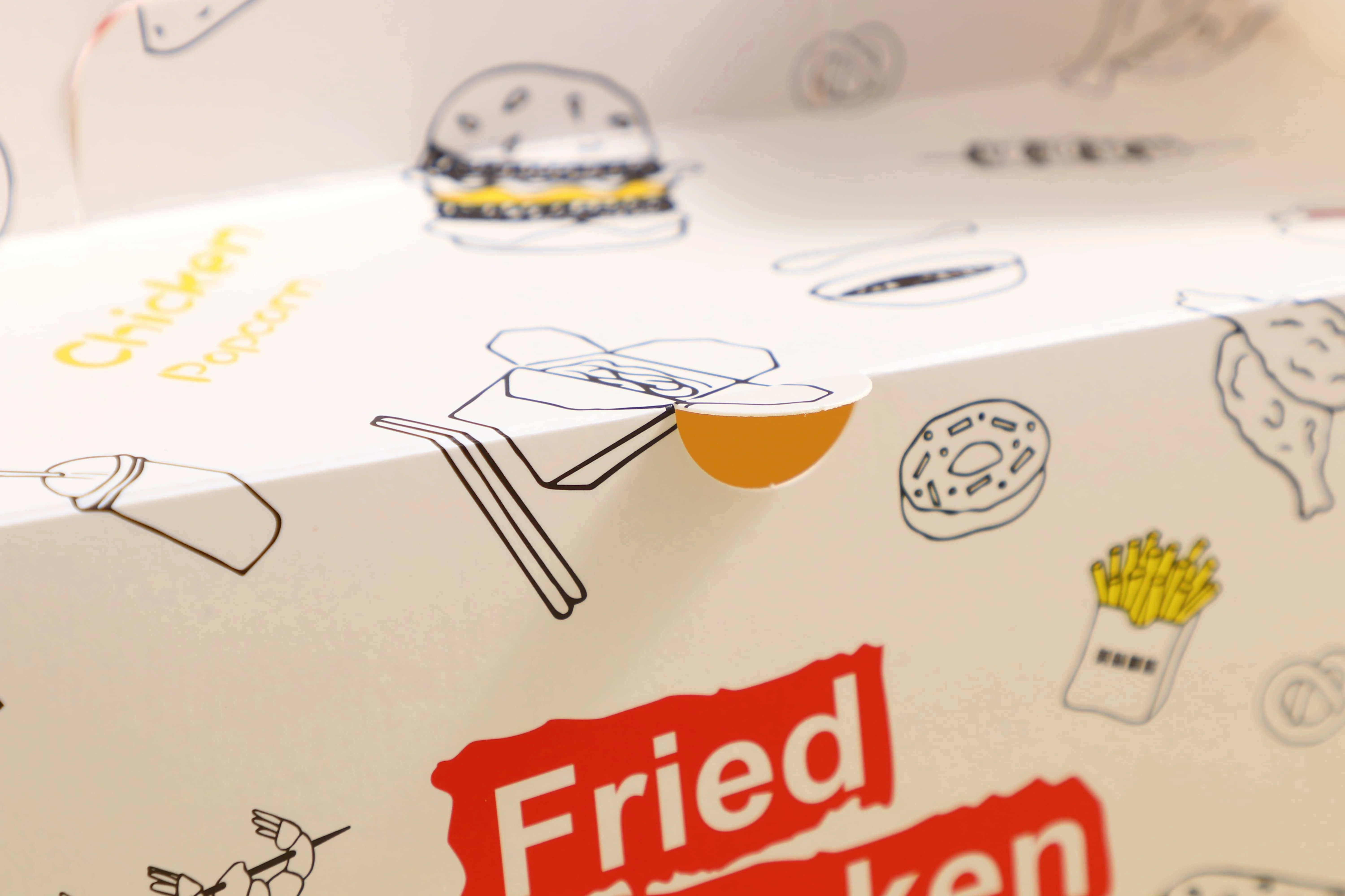 Reusable White Cardboard or Kraft Food Packing Carton Box with Handle AL baik Fried Chicken Disposable Rectangle Carry out box