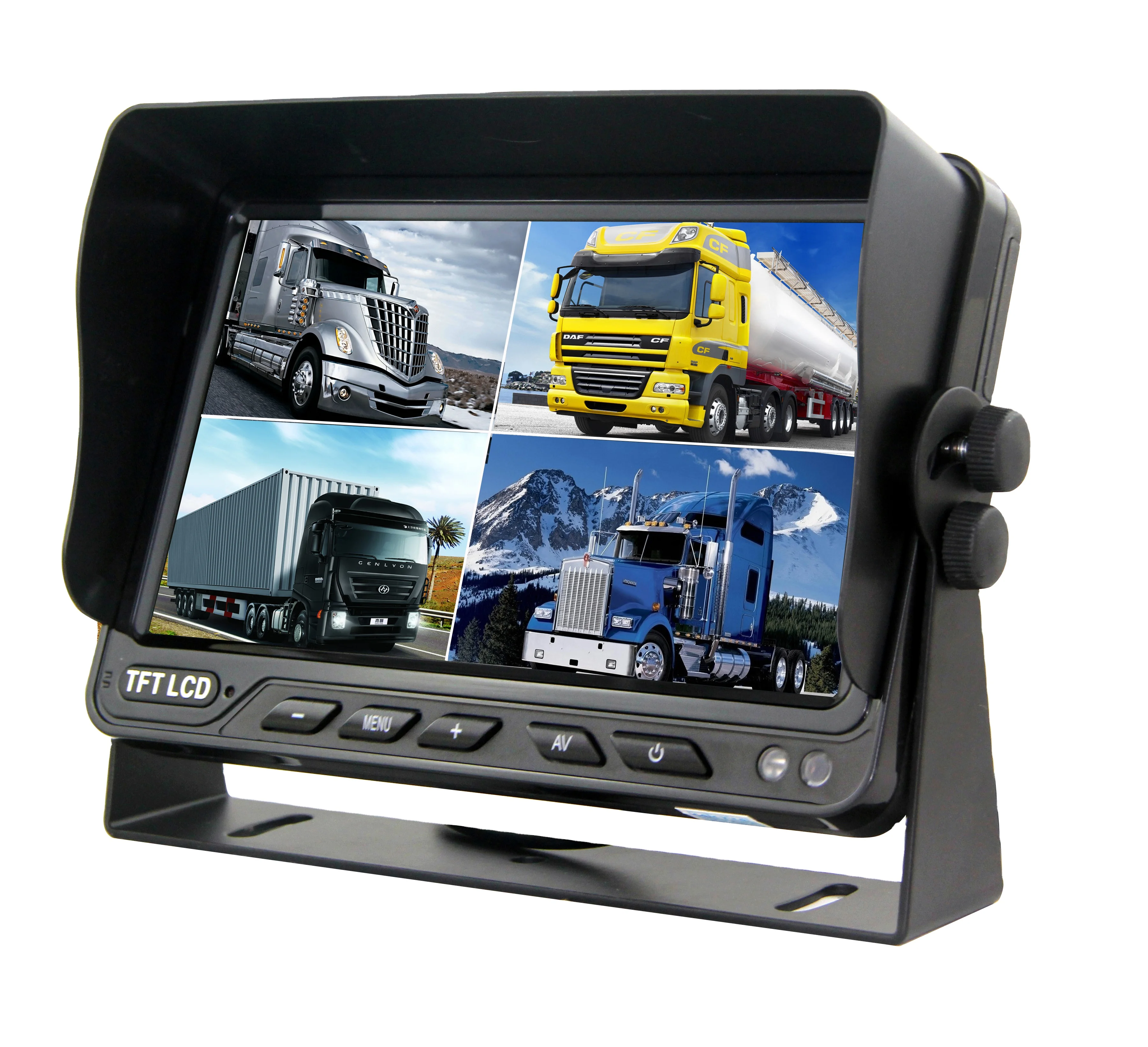 9 inch TFT LCD quad Rear View monitor 1080P with 4 video input for bus and truck