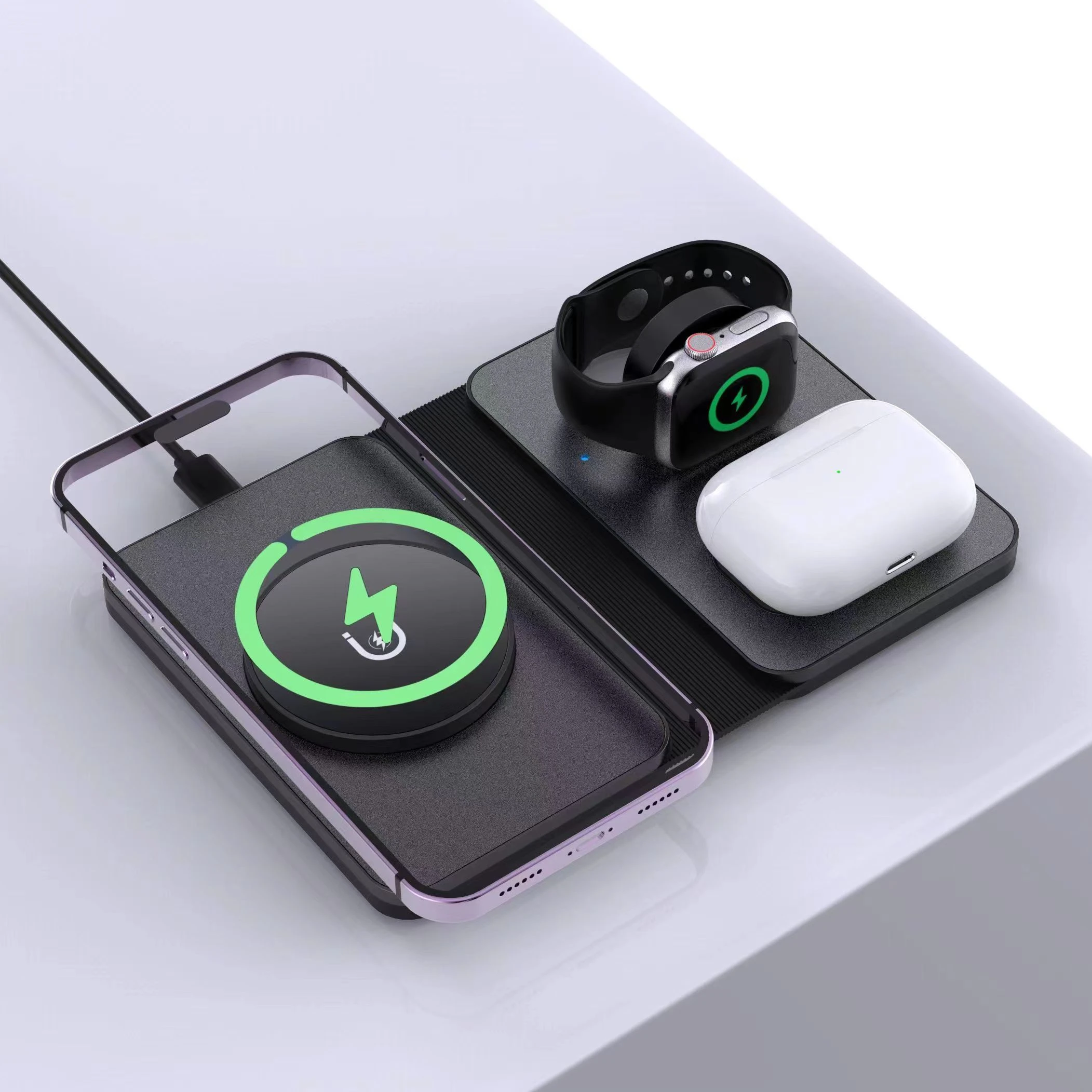 NEW Foldable Magnetic 3in1 Wireless Charger 15W Magsafes Phone Chargers Free Upgrade for Apple Watch Wireless Charger for iPhone