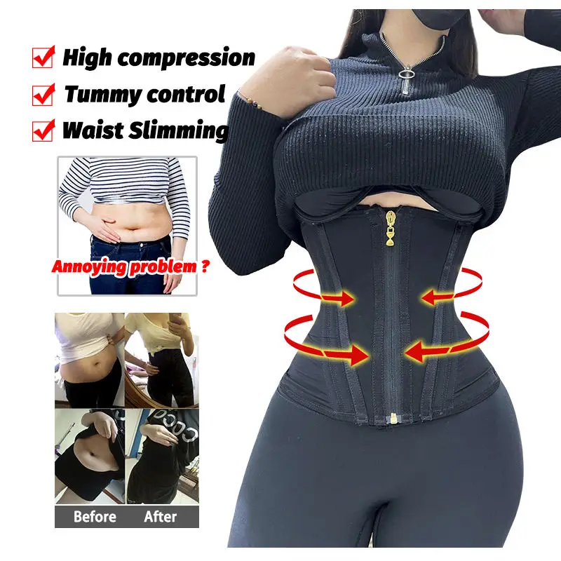Colombian Sheath Hourglass Body Shaper Tummy Tucker Extreme Waist Trainer Corset Tummy Tuck Belt in Latex for Women Standard