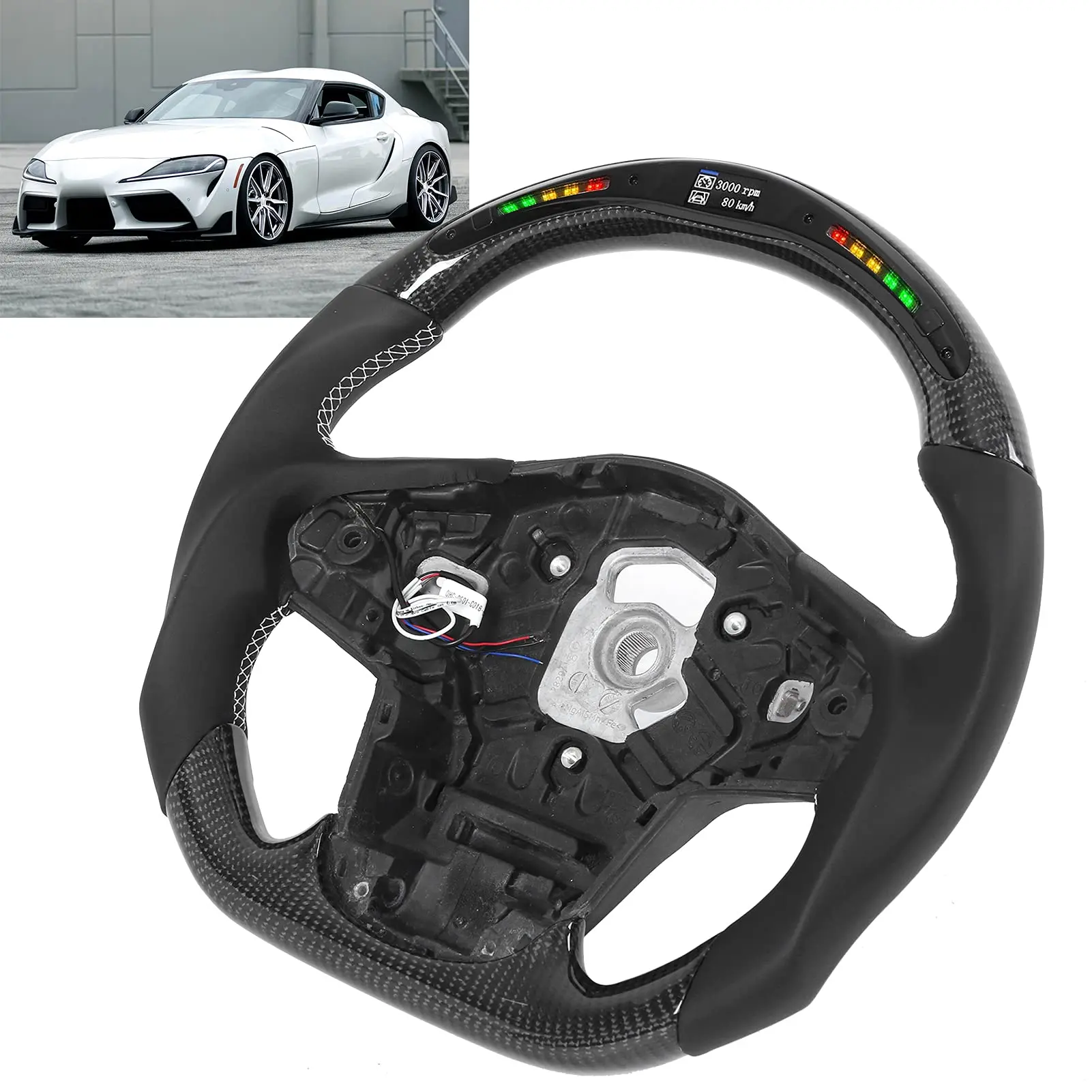 Carbon Fiber Steering Wheel LED Shift Lights Display Steering Wheel Replacement for GR Supra A90 2020+