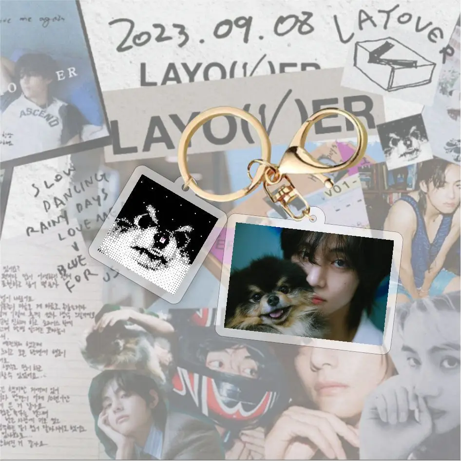 KPOP Kim Tae Hyung Keychain V Solo Album LayoVer HD Figure Pendant Keychain Keyring Bag Decor Accessories Fans Collection Gift