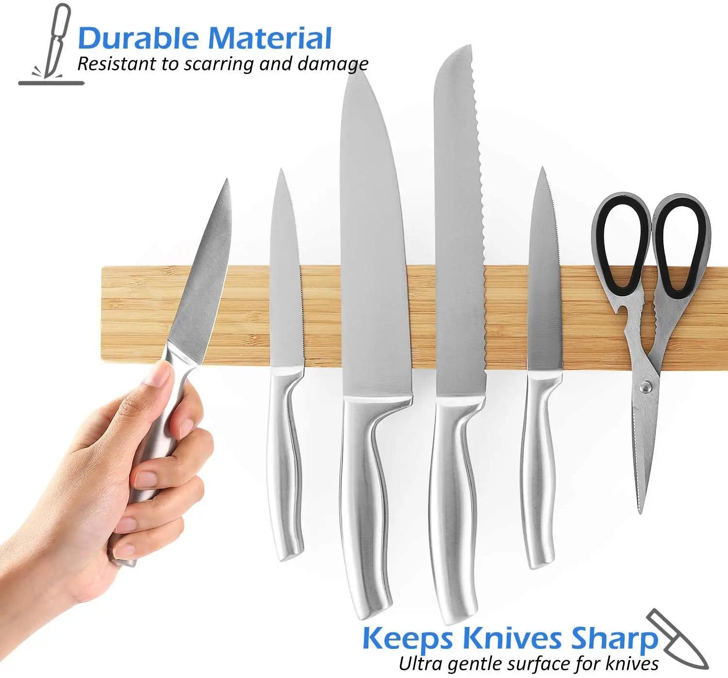 16 Inch Bamboo Wood Professional magnetic knife holder magnetic knife strip for wall mount