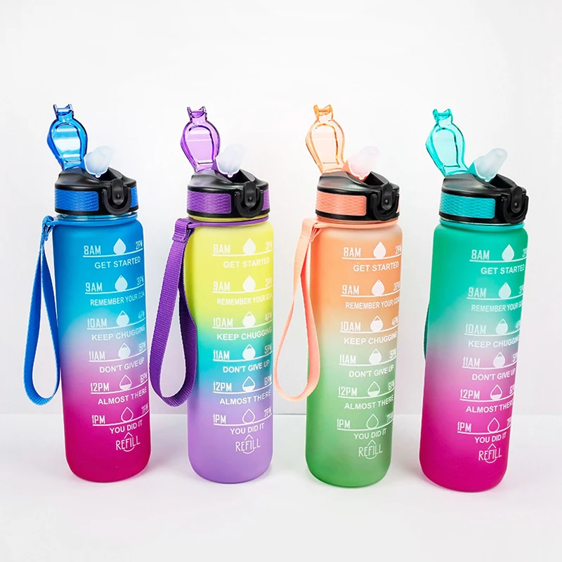 1 litre water bottle with suction nozzle 1000ml frosted plastic water bottle