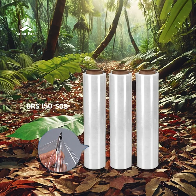 Stretch Film Plastic Transparent Pallet Mini Handle Lldpe Wrap Pe Jumbo Roll 500Mm Printed Dispenser 20Microns Clear Strech Film