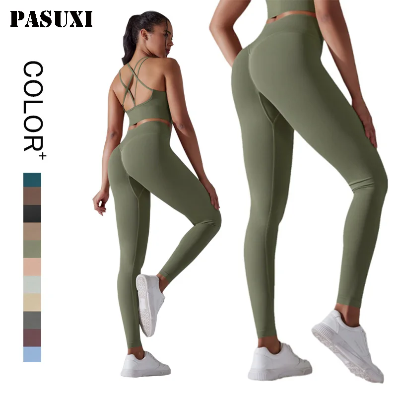 PASUXI оптовая продажа высокое качество 3 шт. одежда для активного отдыха фитнес бесшовный комплект йоги спортивный бюстгальтер леггинсы тренировочные наборы женщин