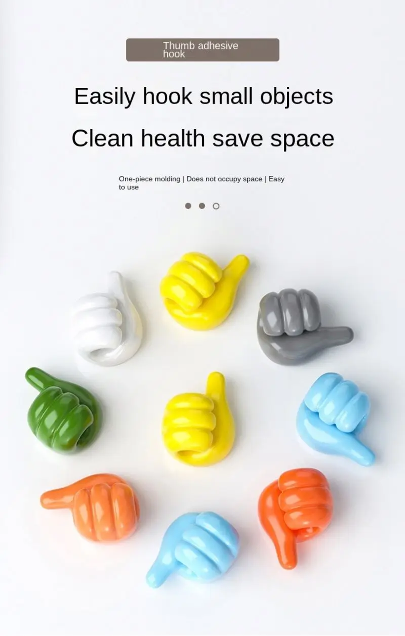New Arrivals Thumb Hooks Wire Organizer Wall Hooks Hanger Strong Wall Storage Holder Black Storage Holders & Racks Single ABS