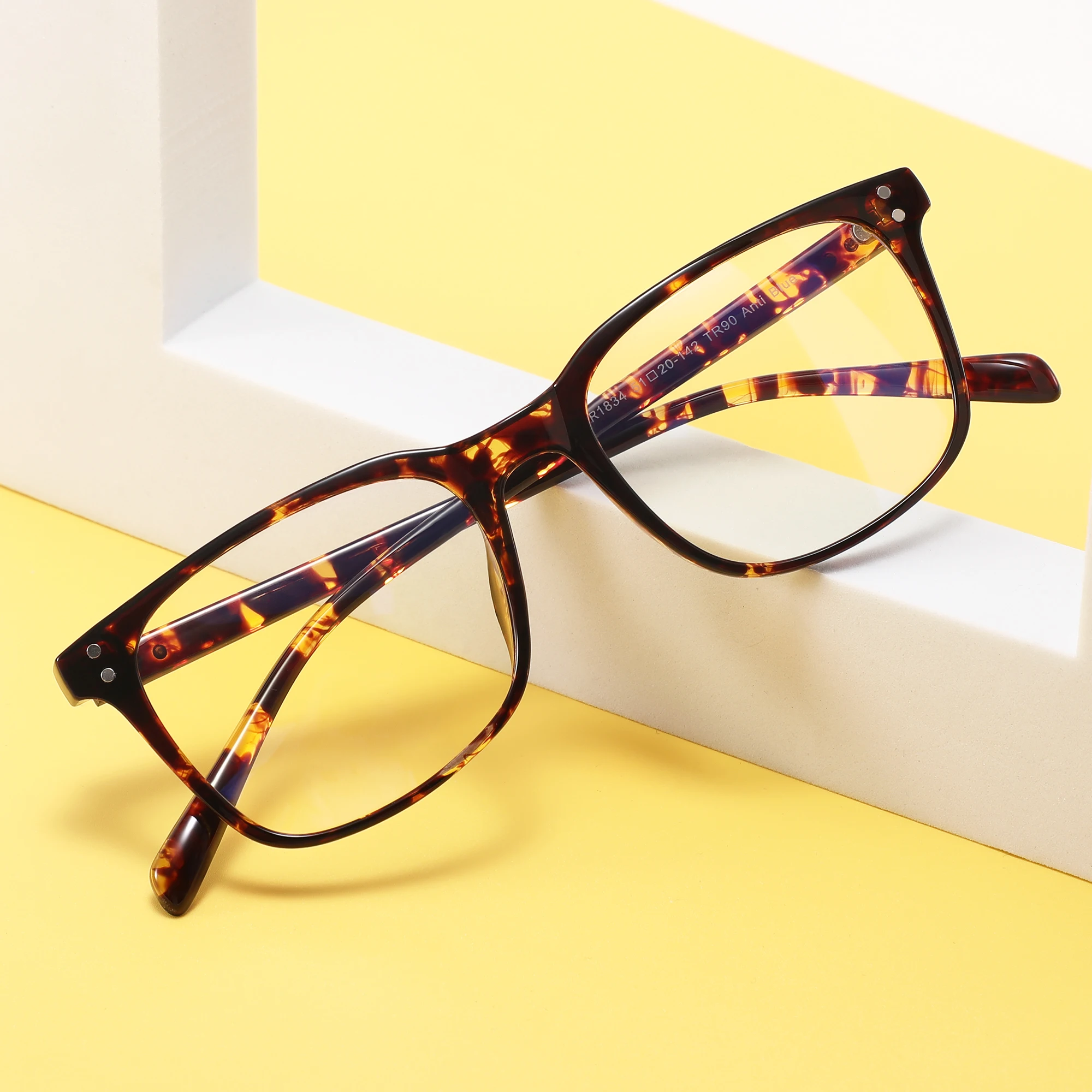 Trendy hot selling TR90 light square frame Glasses optical with blue light blocking lens