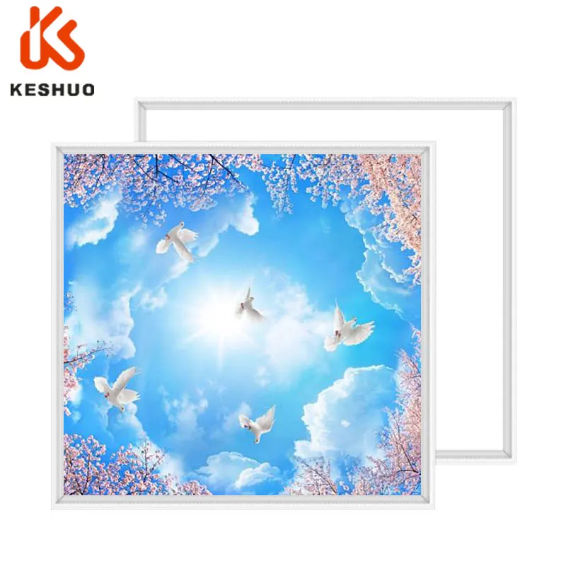 Keshuo LED panel light Sky Picture Office 3D photo blue sky LED  ceiling panel lighting