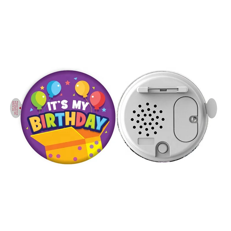 Factory Custom Talking Round Name Badge sound Button musical Pins for promotion Birthday Party Supplies
