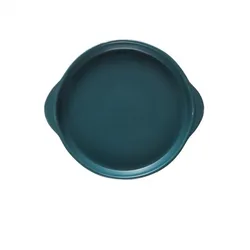 Simple Nordic 8 Inch Round Double Ear Baking Pan Matte Glazed Ceramic Plate Food Plate