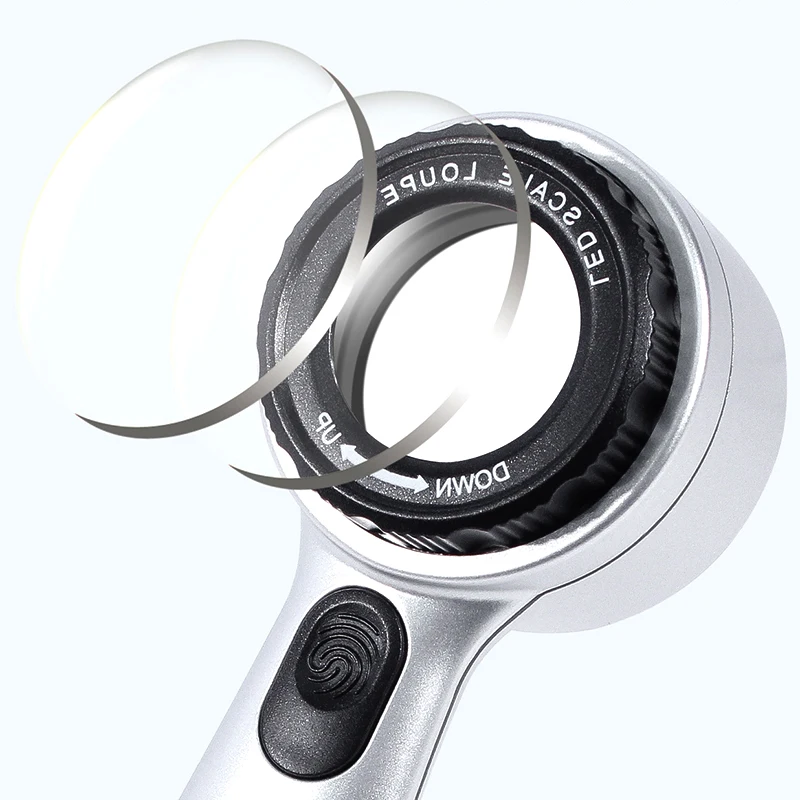 4Color LED Lights Source Cold white Warm Yellow UV Purple Lights Adjustable Focal Length 30X Charging Magnifier