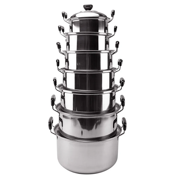 6pcs/8pcs/12pcs Casting Stainless Steel Cooking Pot Cookware Set With Glass Lid,Kitchen Appliances Cooking Pot