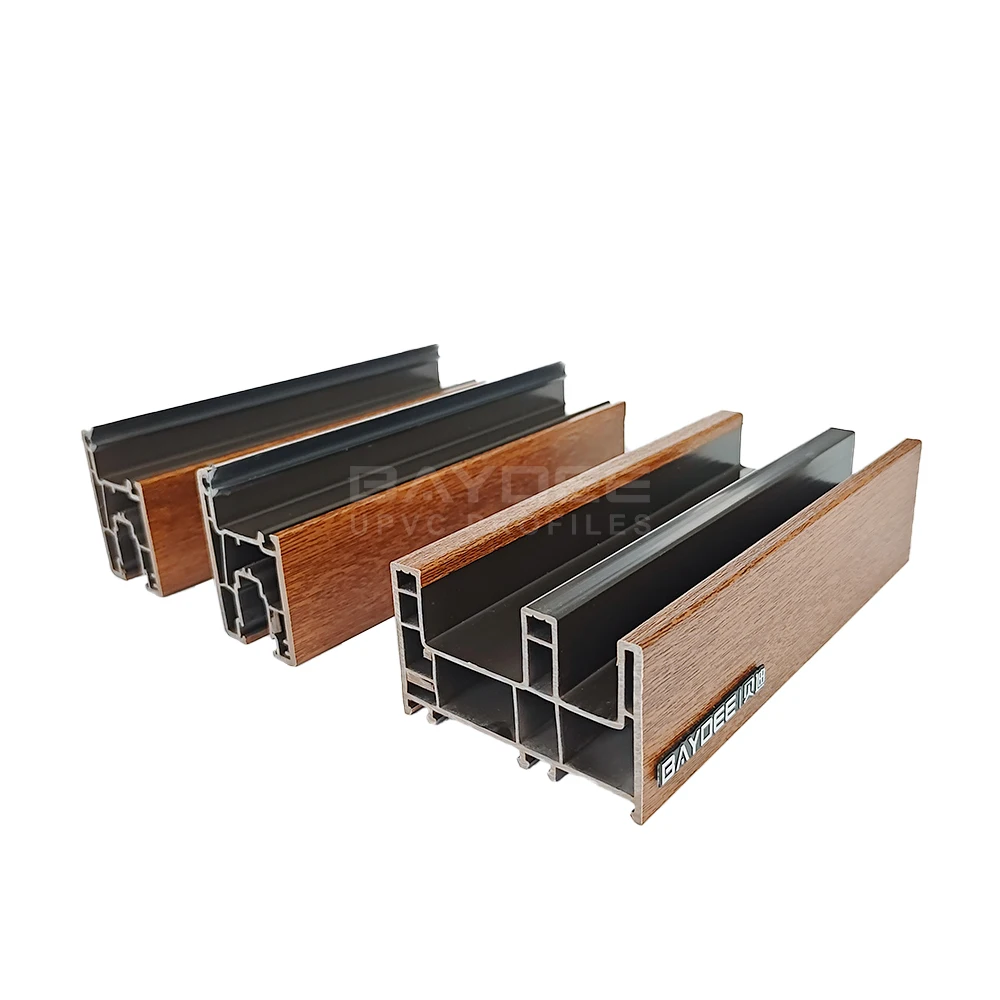 High quality 112mm 3track Sliding Upvc window profiles hot selling quality sliding laminated upvc profile Manufacturer