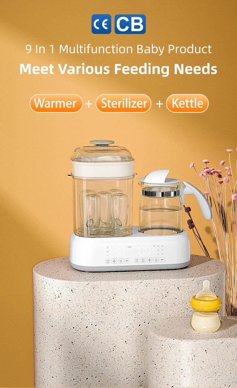 8-in-1 Multifunction With Electric Steam Cleaning and Drying Baby Bottle Heater for Quick Heating of Breast Milk Formula