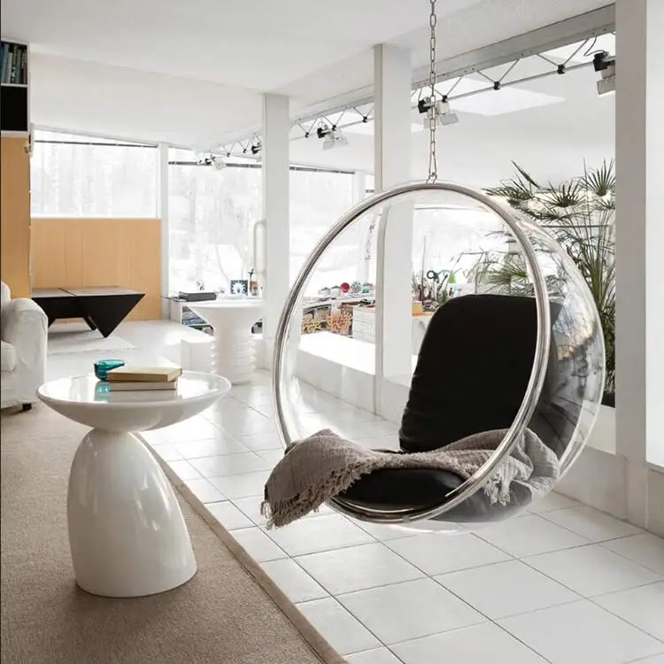 Indoor Exterior Unique modern Furniture Clear Swing Acrylic Hanging Ball  Egg Bubble Chair livingroom swing chair