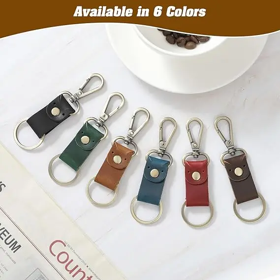 Vintage Top Grain Cowhide Key Fob Holder Handmade Leather Key chain for Men Women