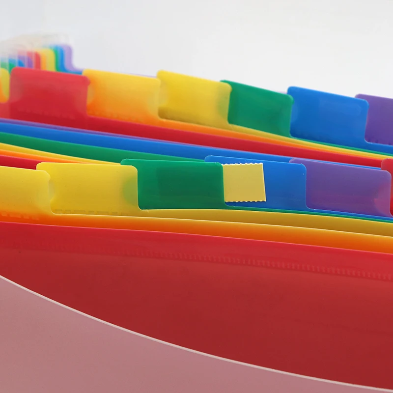 Wholesale High quality Plastic 24 Pocket A4 Size Expanding File Bag with Plastic Handle and Buckle for Office Supplies School