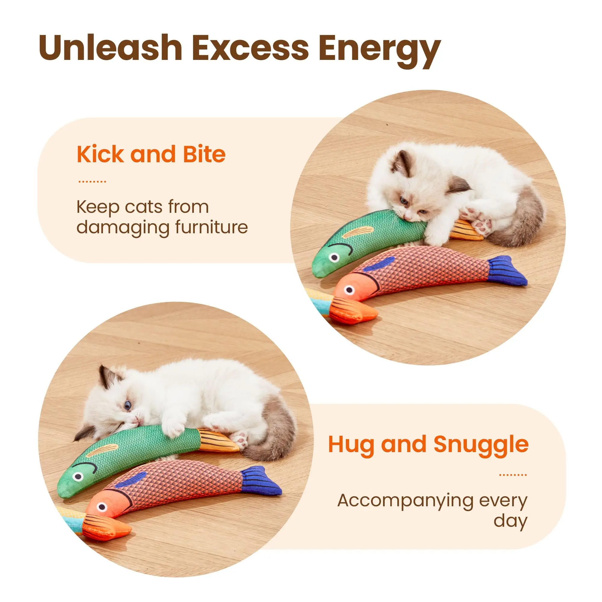Cat Toys Saury Fish Catnip Crinkle Sound Toys Soft and Durable Interactive Cat Kicker Toys for Indoor Kitten Exercise