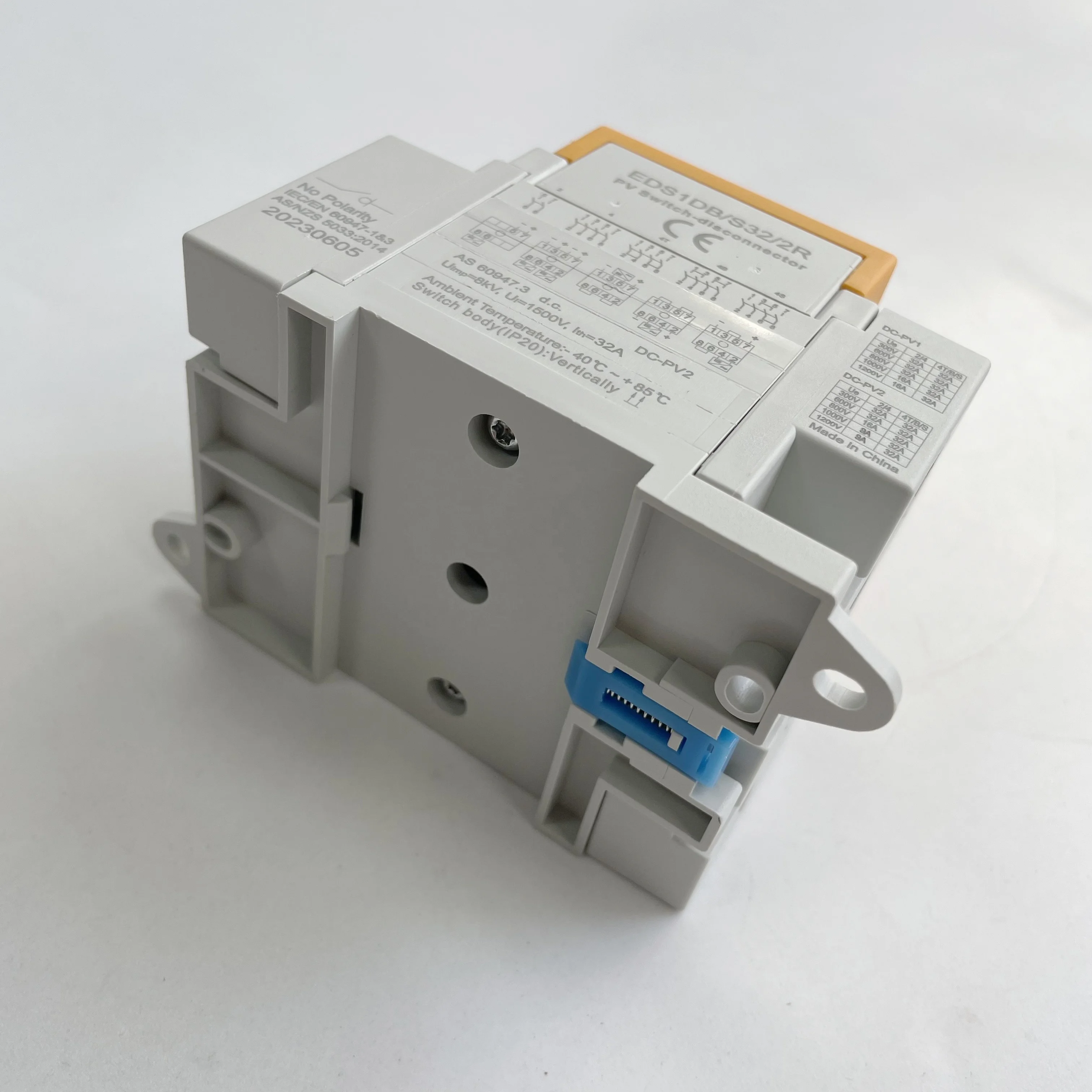 EDS1DB-S Din Rail DC Disconnector 2P 1000V 1200V 1500V 32A Solar Rotating Handle Isolator Isolating Switch for PV Solar System