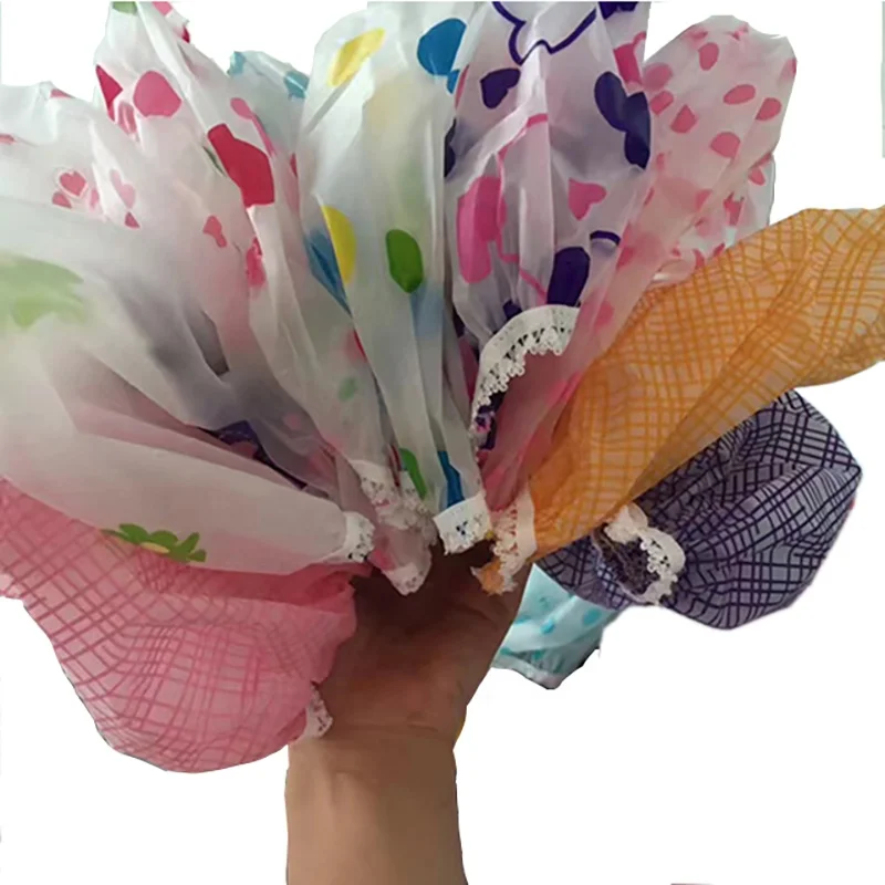 
plastic adult waterproof printed smokeproof hood bathing cap Oil Proof material PEVA shower cap 