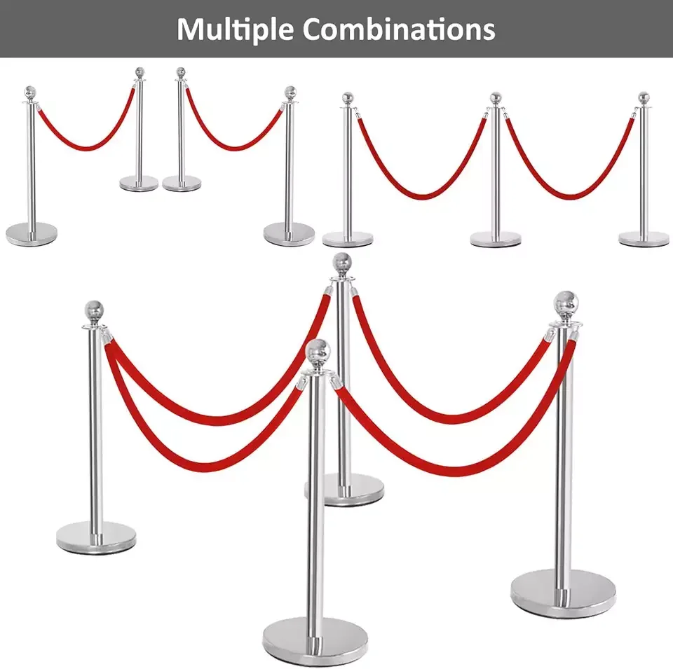 Heavy Duty indoor railing stand stainless steel Hotel rope barrier stanchion Post Stand with twisted rope
