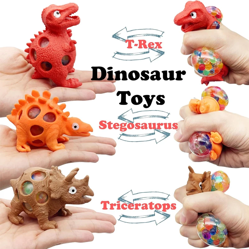 Jincan Hot Sale Kawaii TPR Stress Relief Ball Toy Colorful Dinosaur & Grape Ball Shape Fun for Boys Packaged in Box