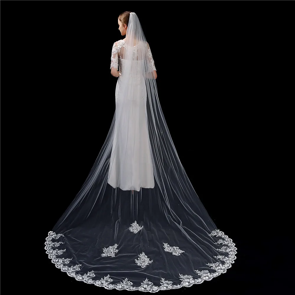 3 Meters Long Bridal Veil Hair Accessories Fashion Luxury Net Yarn Single Layer 3 Meters Long Bridal Veil for Wedding
