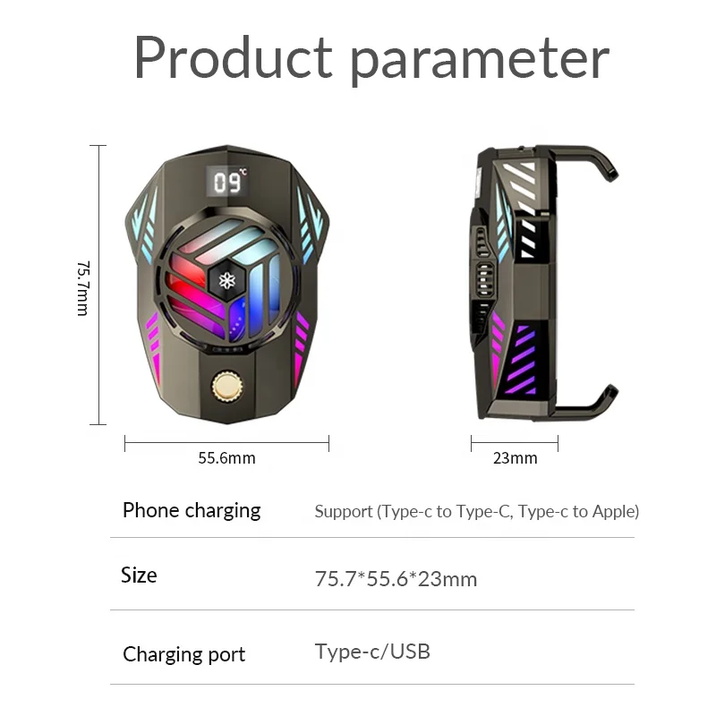 Portable K10 Mobile Phone Cooler Fan Radiator Smartphone Handle Cooling Fan For Gaming Live Streaming