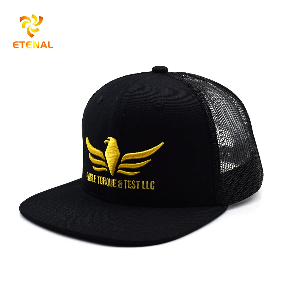 Custom flat bill trucker hat snapback