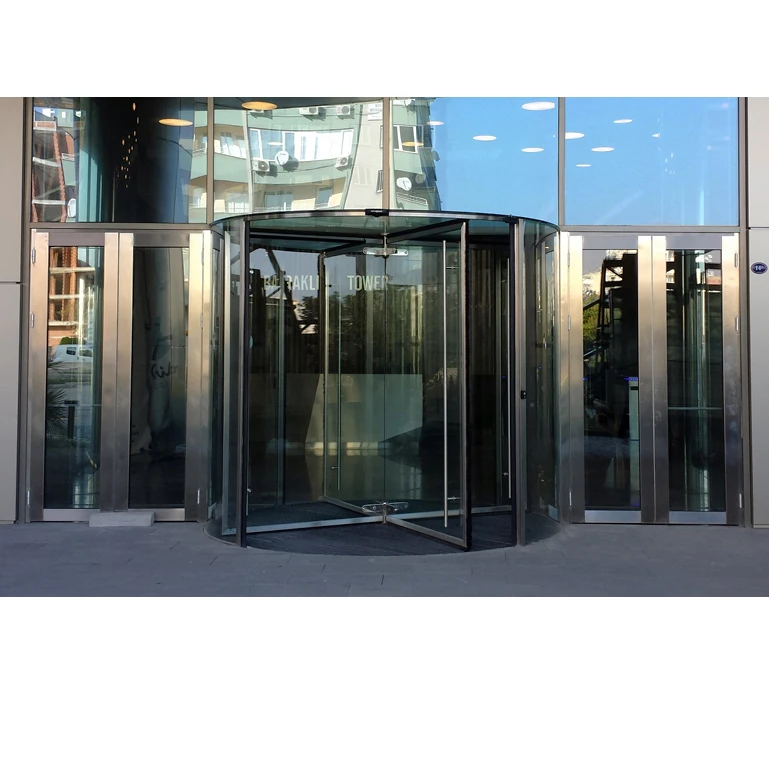 Automatic Revolving Crystal Glass Auto Doors For Office Electrical All-glass Rotating Door
