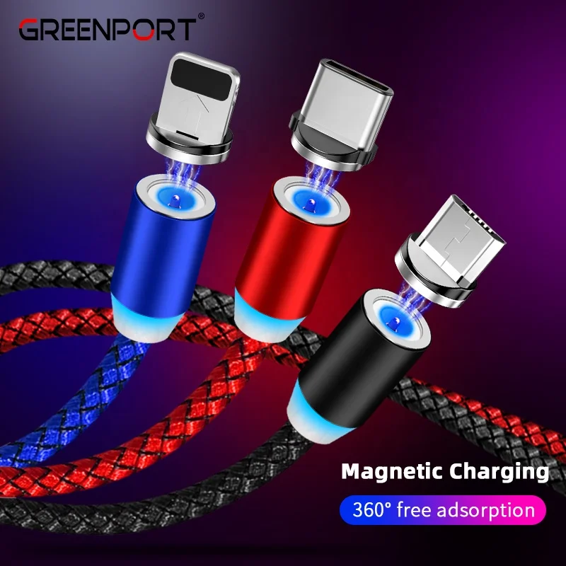 wholesale magnetic charging cable cell phone accessories on stock 3 in 1 micro usb cable for I-product Type C/micro cable